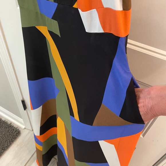 Tahari Colorblock Geo Print Halter dress - Picture 3 of 6